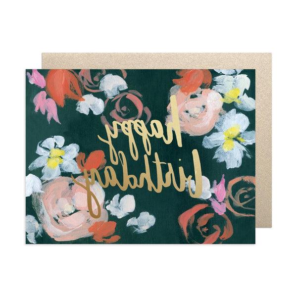 Coral Florals Happy Birthday Note Card